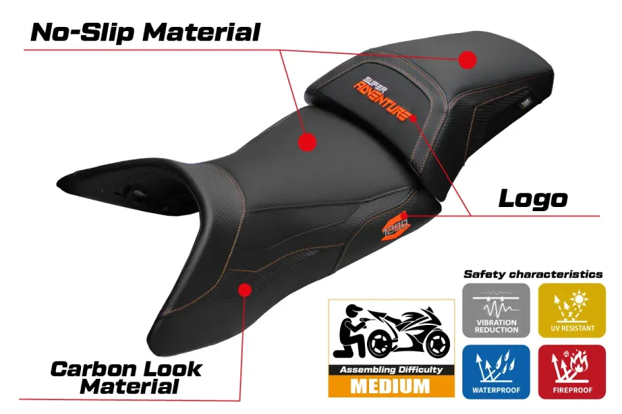 Housse de selle compatible - KTM 1290 Super Adventure S 2021 - 2024 - mod Lumiar