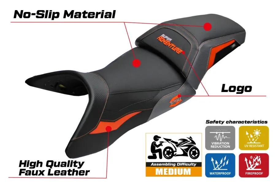 Seat cover compatible - KTM 1290 Super Adventure S 2021-2025 - mod Lumiar