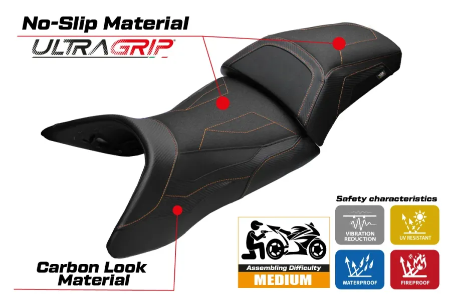 Housse de selle compatible - KTM 1290 Super Adventure S 2021 - 2024 - mod Lumiar Ultragrip