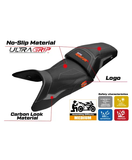 Seat cover compatible - KTM 1290 Super Adventure S 2021-2025 - mod Lumiar Ultragrip
