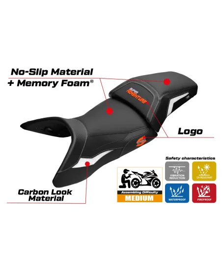 Rivestimento sella compatibile - KTM 1290 Super Adventure S 2021-2025 - mod Lumiar Comfort System