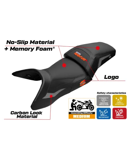 Housse de selle compatible - KTM 1290 Super Adventure S 2021 - 2024 - mod Lumiar Comfort System