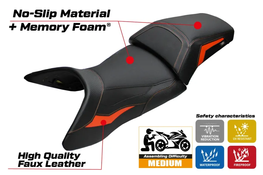 Rivestimento sella compatibile - KTM 1290 Super Adventure S 2021-2025 - mod Lumiar Comfort System