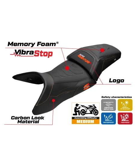 Housse de selle compatible - KTM 1290 Super Adventure S 2021-2025 - mod Lumiar Comfort System Plus