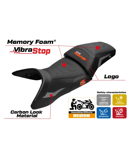 Funda de asiento compatible - KTM 1290 Super Adventure S 2021-2025 - mod Lumiar Comfort System Plus