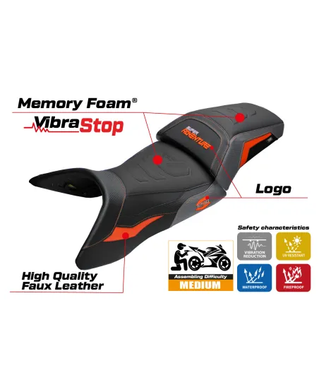 Seat cover compatible - KTM 1290 Super Adventure S 2021-2025 - mod Lumiar Comfort System Plus