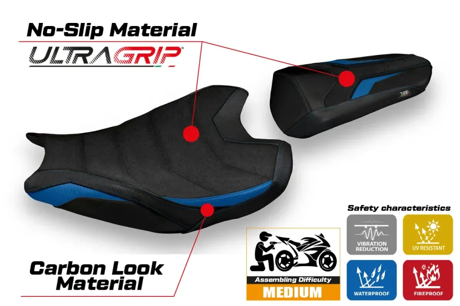 Housse de selle compatible - Honda CBR 1000 RR 2017-2025 - mod Calci 1 Ultragrip