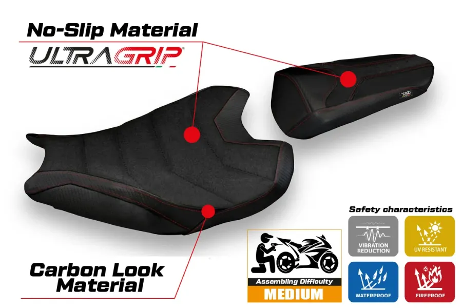 Funda de asiento compatible - Honda CBR 1000 RR  2017-2025 - mod Calci 1 Ultragrip