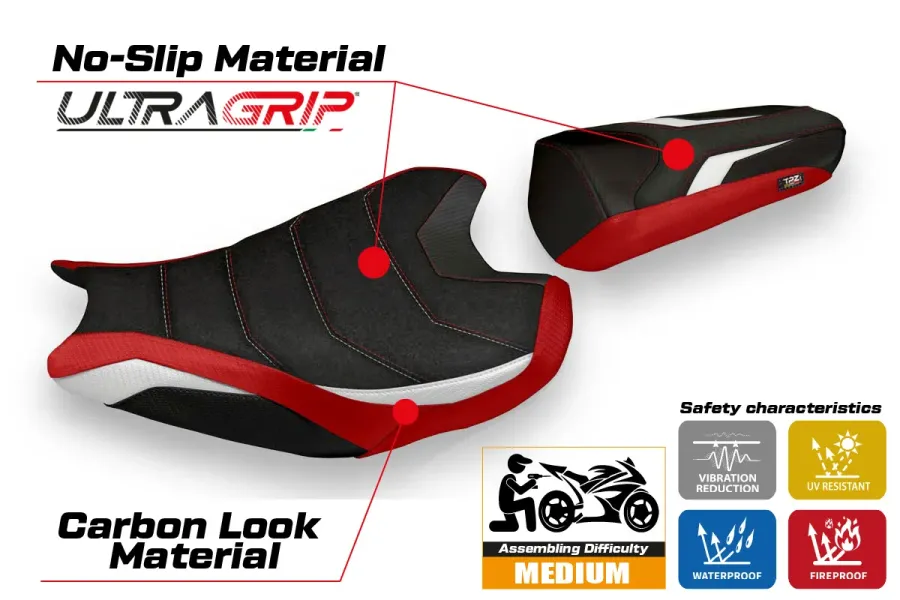 Rivestimento sella compatibile - Honda CBR 1000 RR 2017-2025 - mod Calci 1 Ultragrip