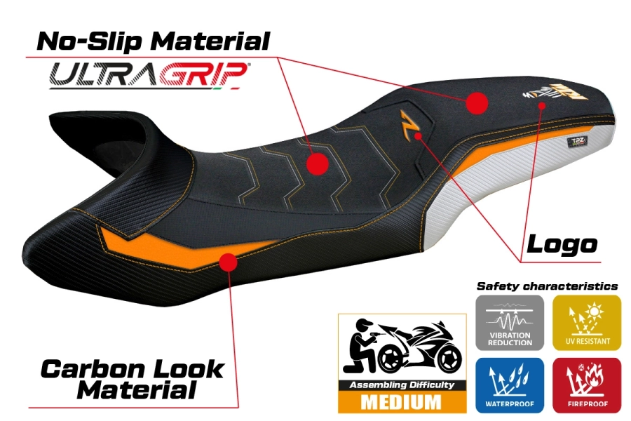 Funda de asiento compatible - KTM 1290 Super Adventure R 2021-2025 - mod Nubia Ultragrip