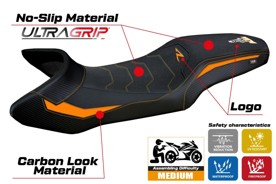 Funda de asiento compatible - KTM 1390 Super Adventure R  2025 - mod Steyr Ultragrip