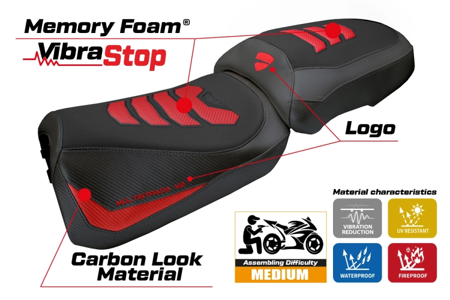 Housse de selle compatible - Ducati Multistrada V2 2025-2026 - mod Aura Comfort System Plus
