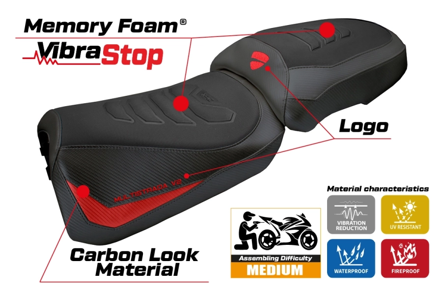 Housse de selle compatible - Ducati Multistrada V2 2025-2026 - mod Aura Comfort System Plus
