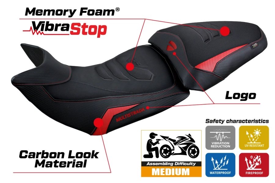 Sitzbezug kompatibel - Ducati Multistrada 1200 / 1260 2015-2020 - mod Jazan Comfort System Plus