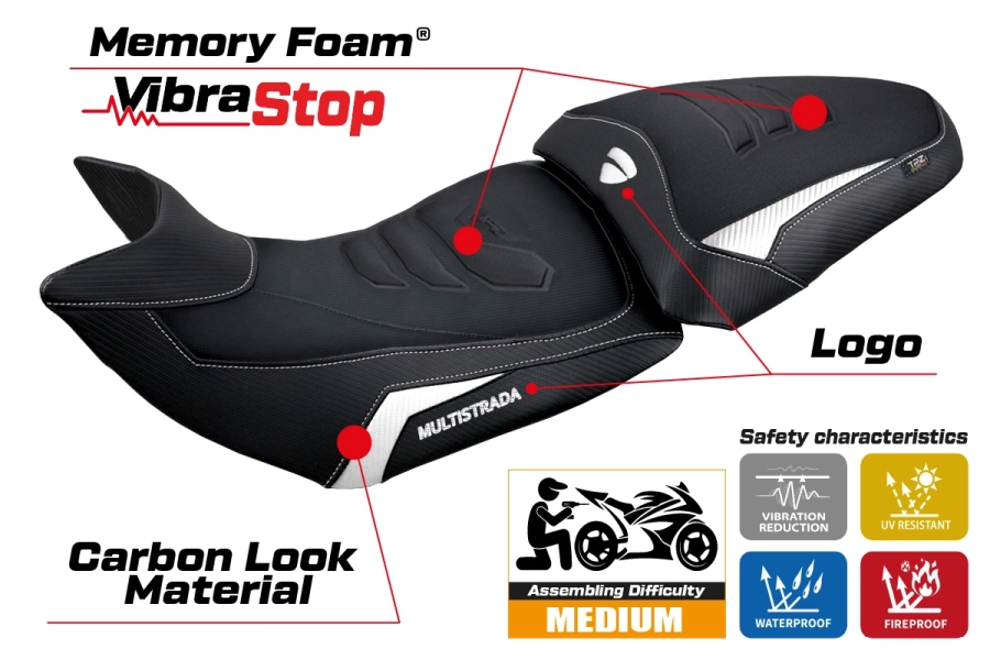 Sitzbezug kompatibel - Ducati Multistrada 1200 / 1260 2015-2020 - mod Jazan Comfort System Plus