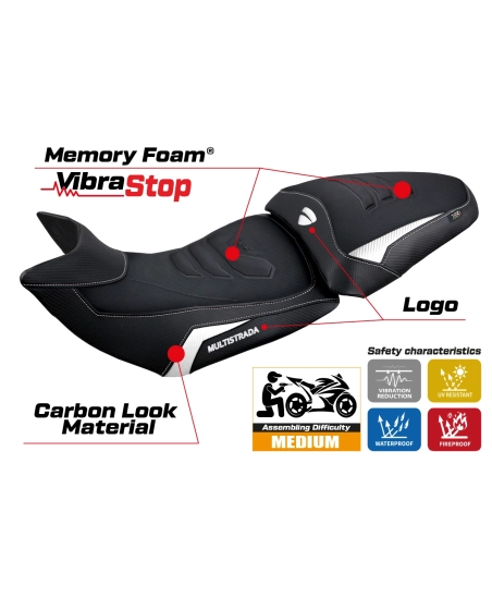 Seat cover compatible - Ducati Multistrada 1200 / 1260  2015-2020 - mod Jazan Comfort System Plus