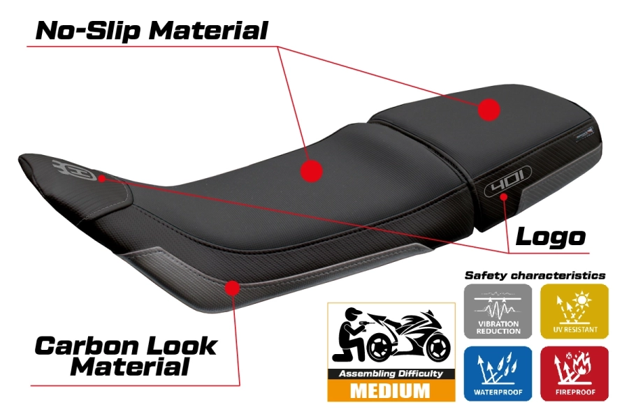 Funda de asiento compatible - Husqvarna Svartpilen 401 2020-2023 - mod Erlau