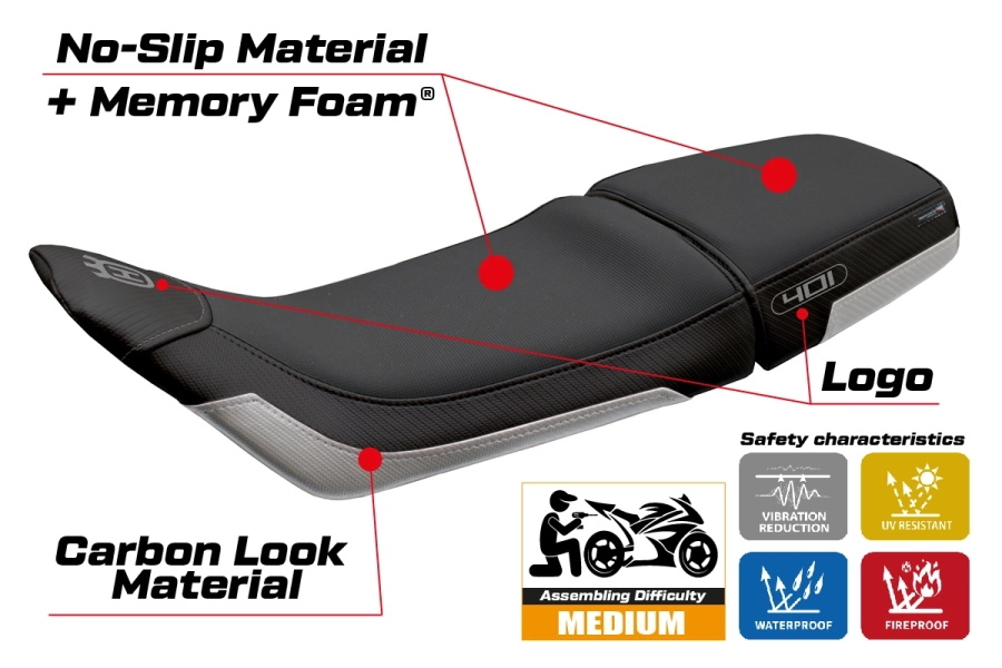 Housse de selle compatible - Husqvarna Svartpilen 401 2020-2023 - mod Erlau Comfort System
