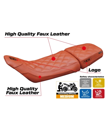 Funda de asiento compatible - Husqvarna Svartpilen 401 2020-2023 - mod Erlau Vintage