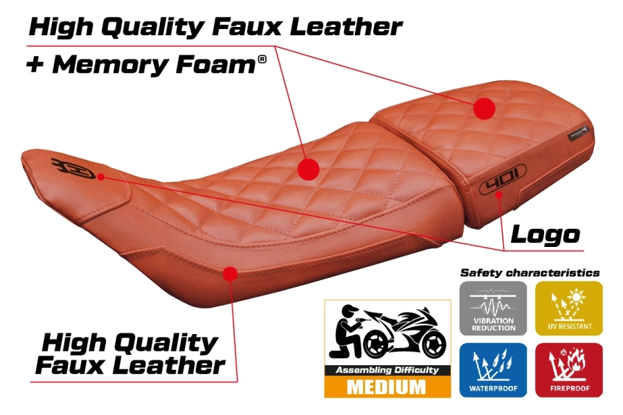 Funda de asiento compatible - Husqvarna Svartpilen 401 2020-2023 - mod Erlau Vintage Comfort System