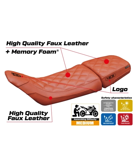 Funda de asiento compatible - Husqvarna Svartpilen 401 2020-2023 - mod Erlau Vintage Comfort System