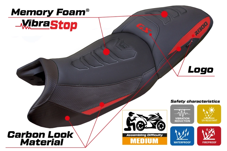 Funda de asiento compatible - BMW R 1300 GS Touring 2023-2026 - mod Ahus Comfort System Plus