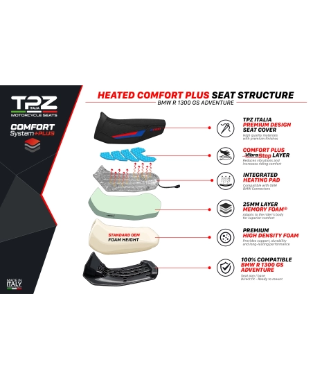 Sella completa compatibile - BMW R 1300 GS Adventure 2024-2026 - mod Aalen Heating Comfort System Plus