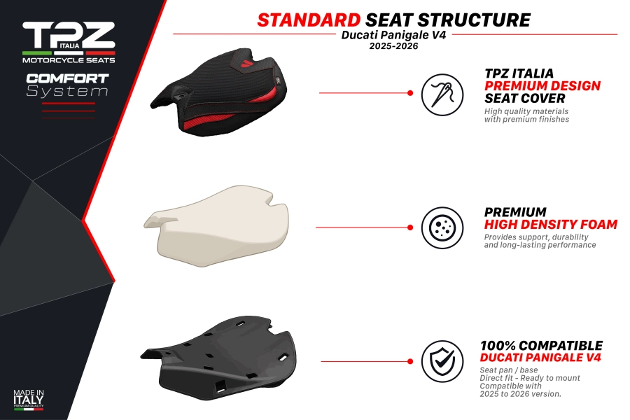 Sella completa compatibile - Ducati Panigale V4 2025-2026 - mod Pavia