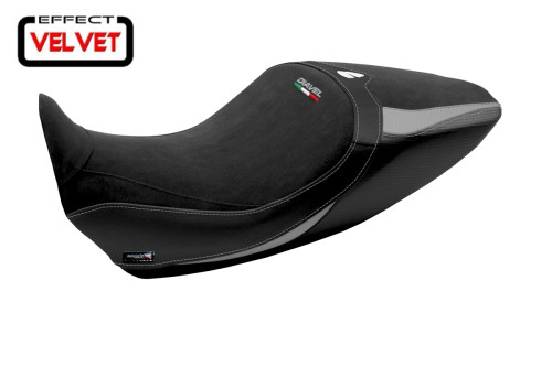 Funda de asiento compatible con Ducati Diavel 1260 (19-22) modelo Saranda 1 terciopelo