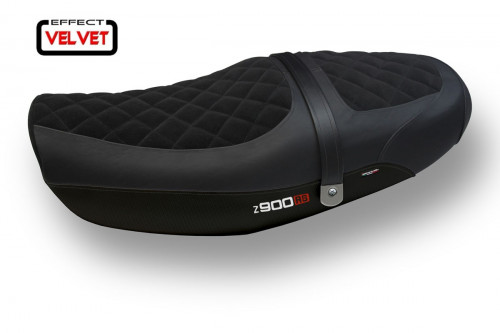 Seat cover compatible Kawasaki Z 900 RS (18-22) Natal Total Black velvet model