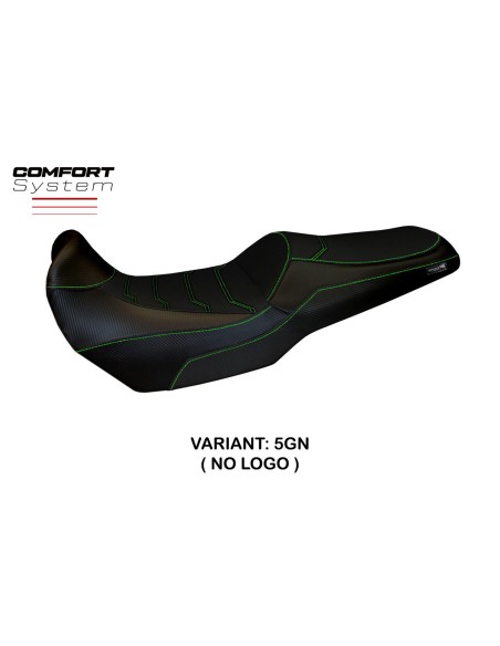 Funda de asiento compatible Kawasaki Versys 1000 (11-18) modelo Lampedusa Total Black comfort system