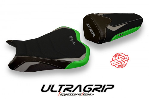 Funda de asiento compatible con Kawasaki Ninja ZX 10 R (08-10) modelo Quito special color ultragrip