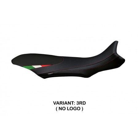 Funda de asiento compatible con MV Agusta Rivale 800 (13-18) modelo Sorrento Total Black Tricolore