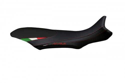Sitzbezug kompatibel MV Agusta Rivale 800 (13-18) Modell Sorrento Total Black Tricolore